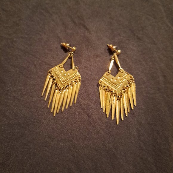Vintage Fashion Earrings Gold Tone - Rare Never Worn - Picture 1 of 2